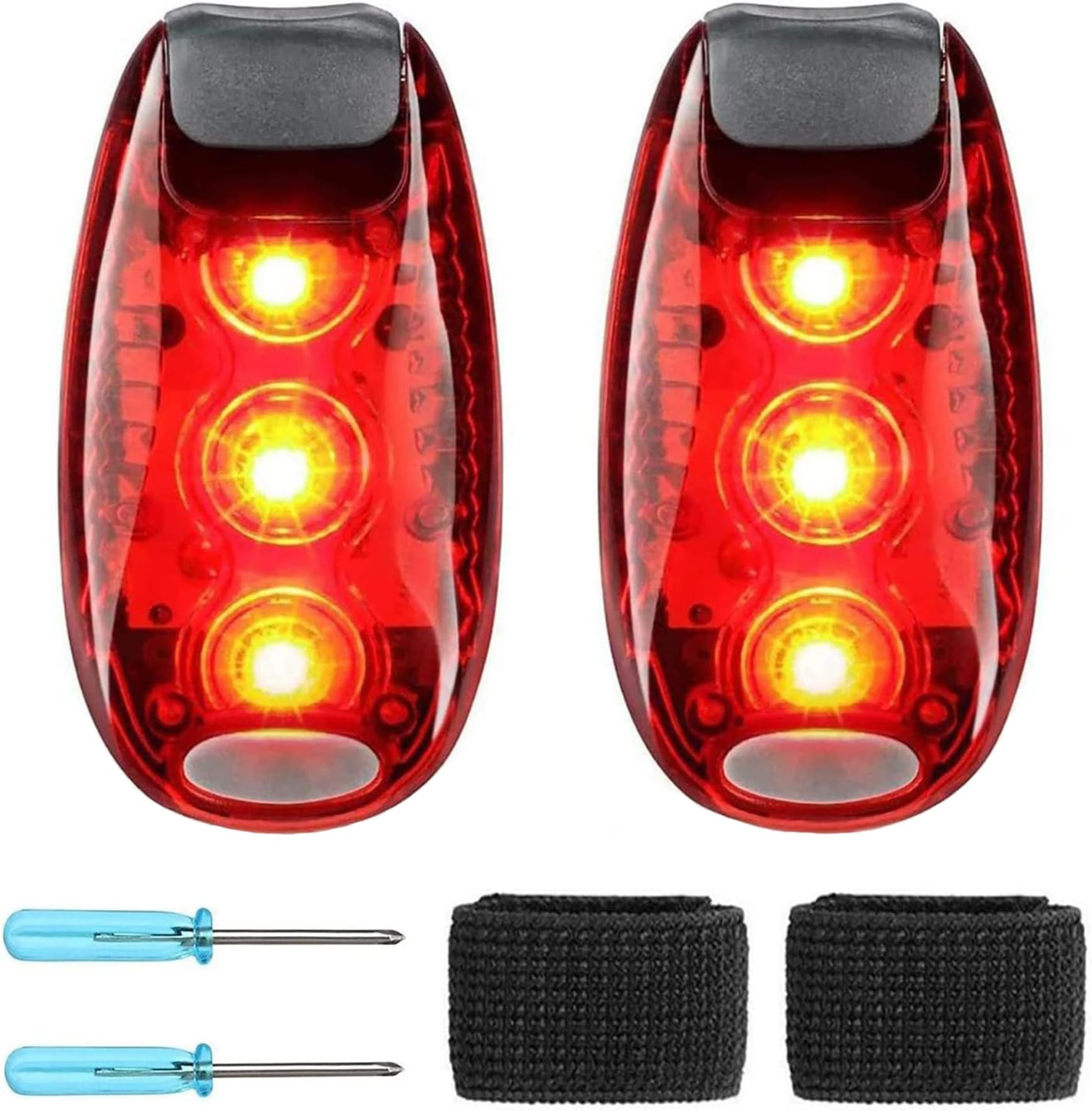 2 Pieces LED Safety Light, Backpack Light Bike Tail Light 3 Lighting Mode High Visibility Strobe Light for Night Walking, Cycling, Jogging and Pet