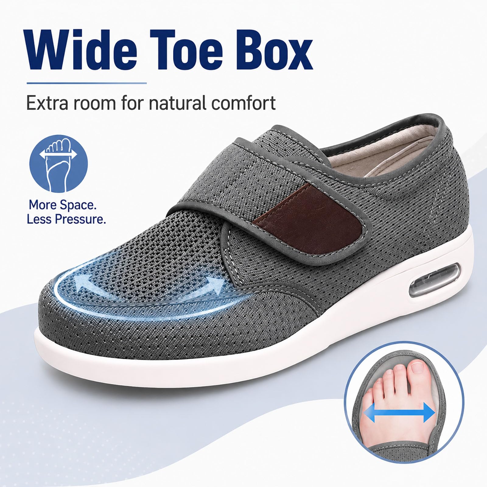 Generisch Men's High Instep Shoes for Swollen Feet Men Women