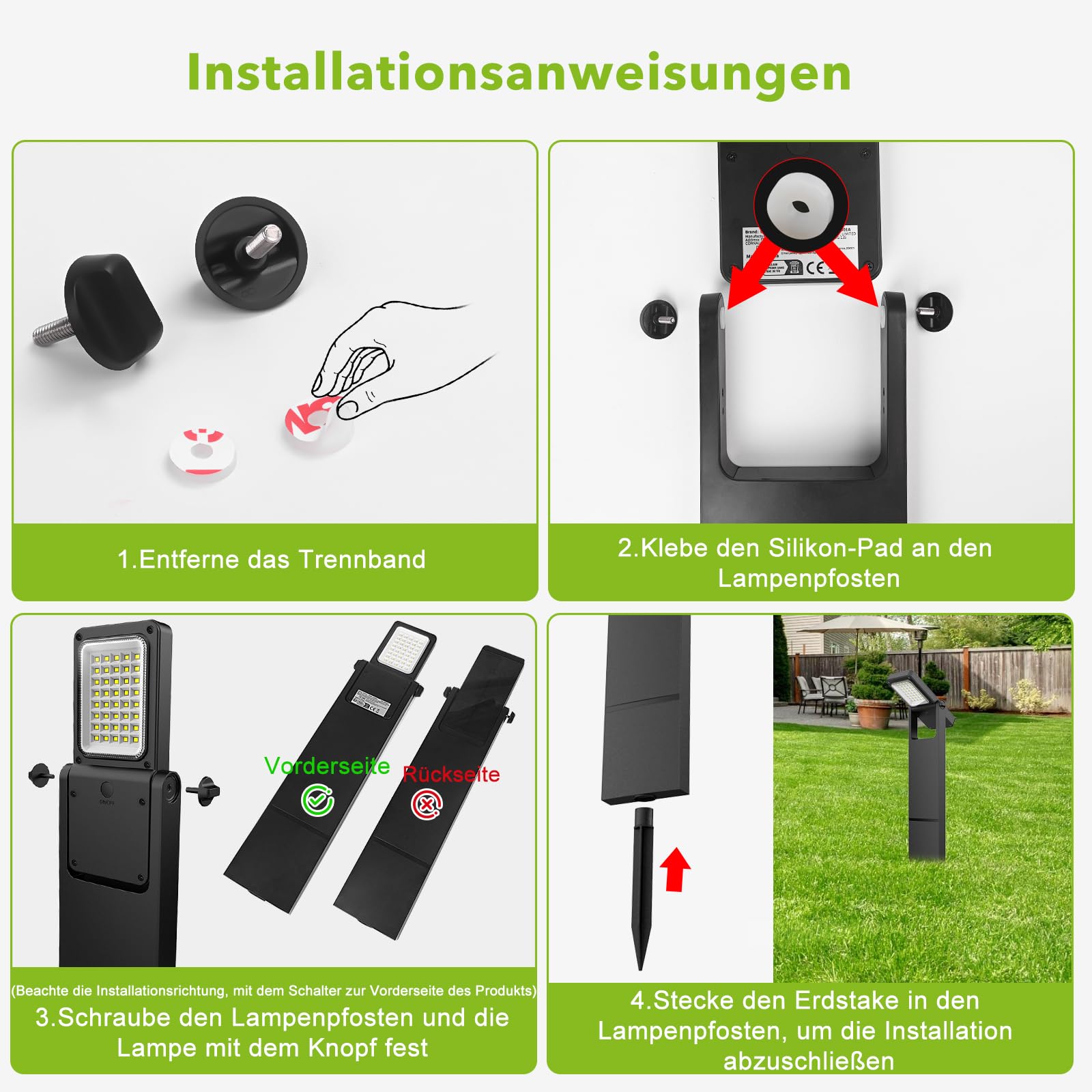 OUSFOT Solarlampen für Außen Große mit Zwei Helligkeit Weiß 40 LED 6 Stück | 6500K Wegeleuchte mit 350°Drehbarkeit, IP65 Wasserdicht Solarleuchten Solarstrahler für Garten, Hof, Auffahrt, Weg, Vorgarten