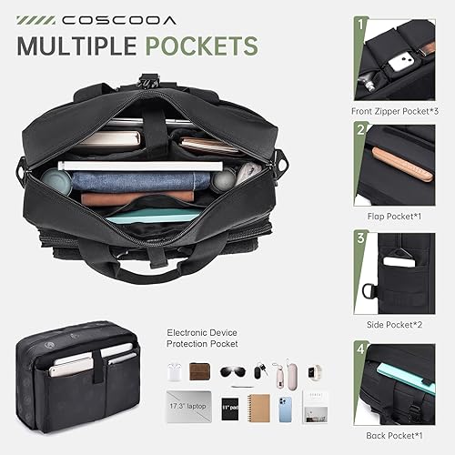 Miniatura 6 de Bolsa táctica grande para computadora portátil para hombres, bolsa militar de 17.3 pulgadas para computadora con cartera para pasaporte, bolsa de