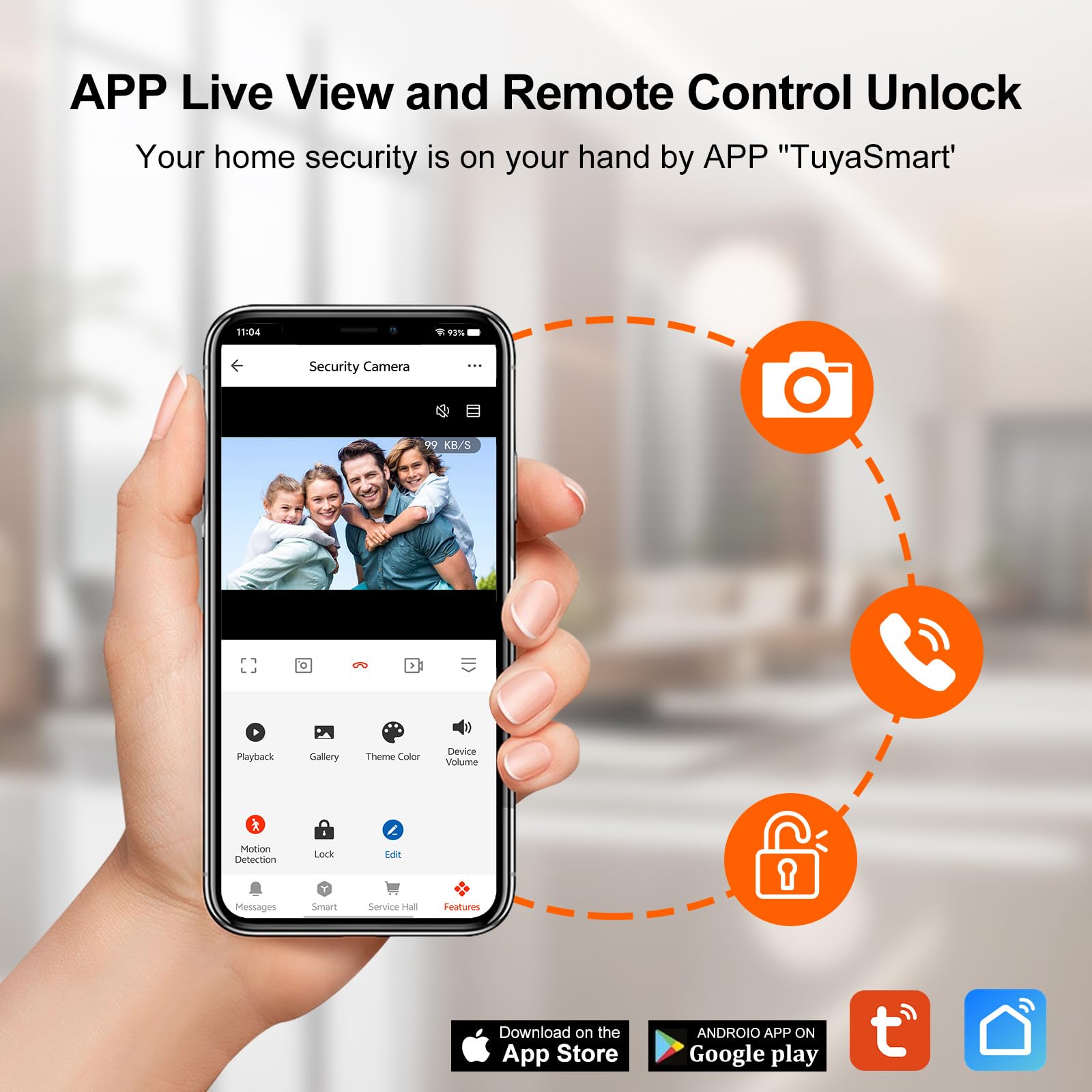 Sistema de Videoportero con Timbre WiFi de 2 Cables, Cámara HD 1080P con Pantalla Táctil Color de 7 Pulgadas, Visión Nocturna, Grabación, Tarjeta RFID/App Tuya Desbloqueo Remoto