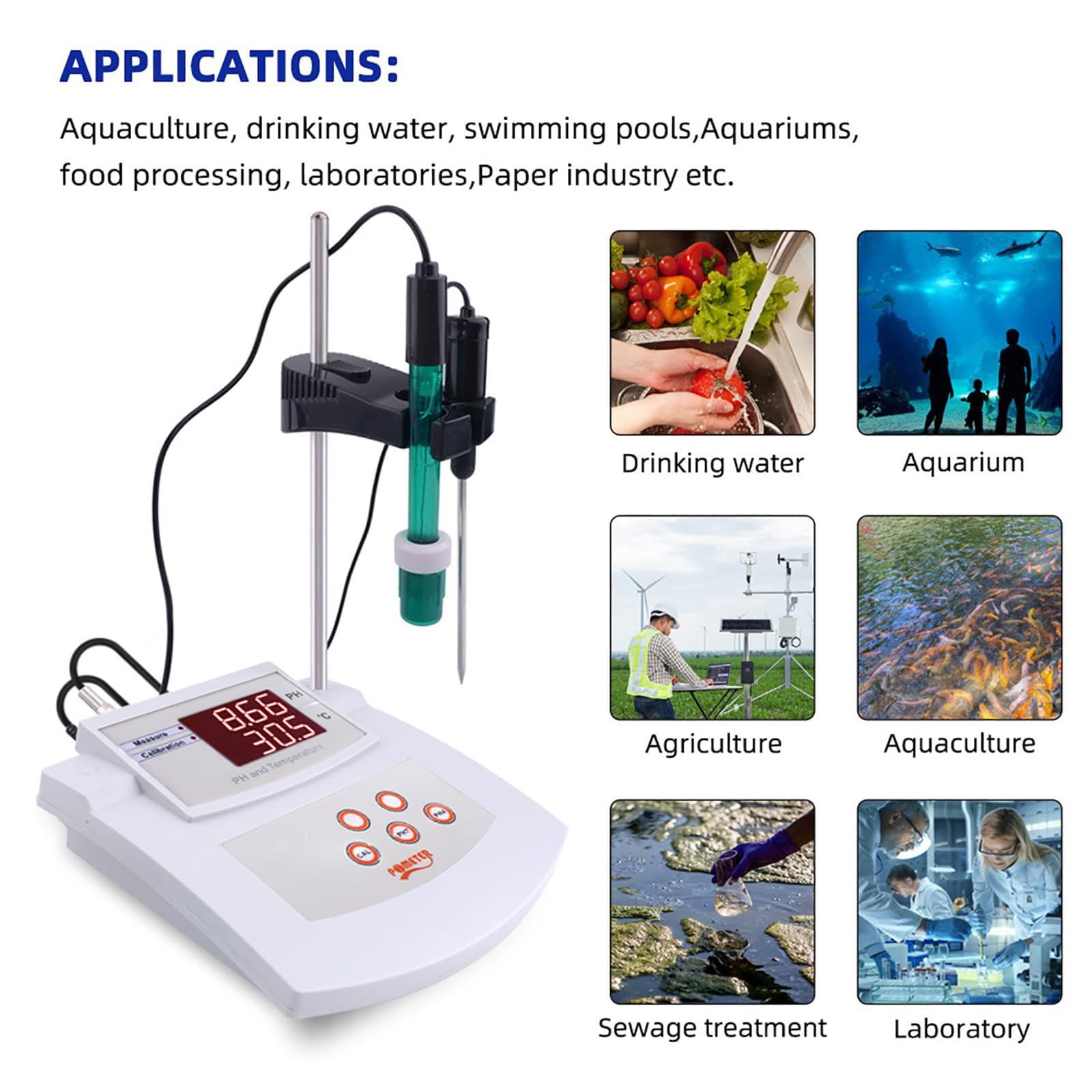 Desktop-Labor-PH-Meter mit automatischer Kalibrierung, ±0,01 PH-Genauigkeit, PH/Temp 2 Elektroden, und Ökologie
