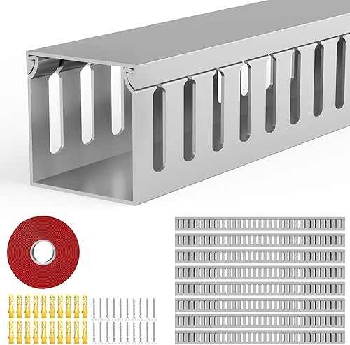 Miniatura 10 de Conducto de cable de canal de cableado de ranura abierta, canal de gestión de cables de 123 pulgadas, canal de cable de escritorio, gestión de
