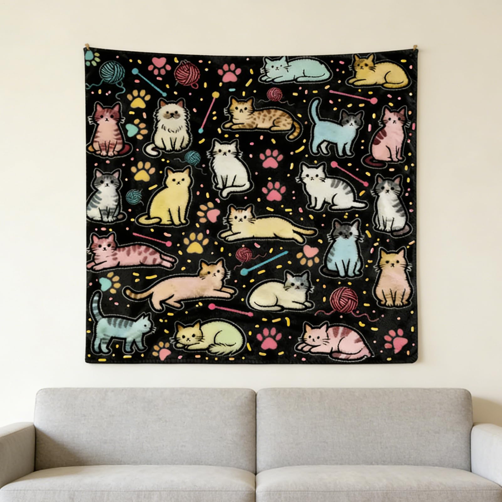Generico Koc do kolorowania DIY, 145 x 120 cm zmywalny DIY śliczne zwierzęta, polarowy koc z doodle art, do salonu sypialni na sofę biuro chłopcy dorośli urodziny