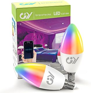 GY Alexa Light Bulb Smart Lamp E14 C37 6 W 600 lm, Alexa Accessories WLAN Bulb Compatible with Google Home 2.4 GHz, RGB Di... Price In India