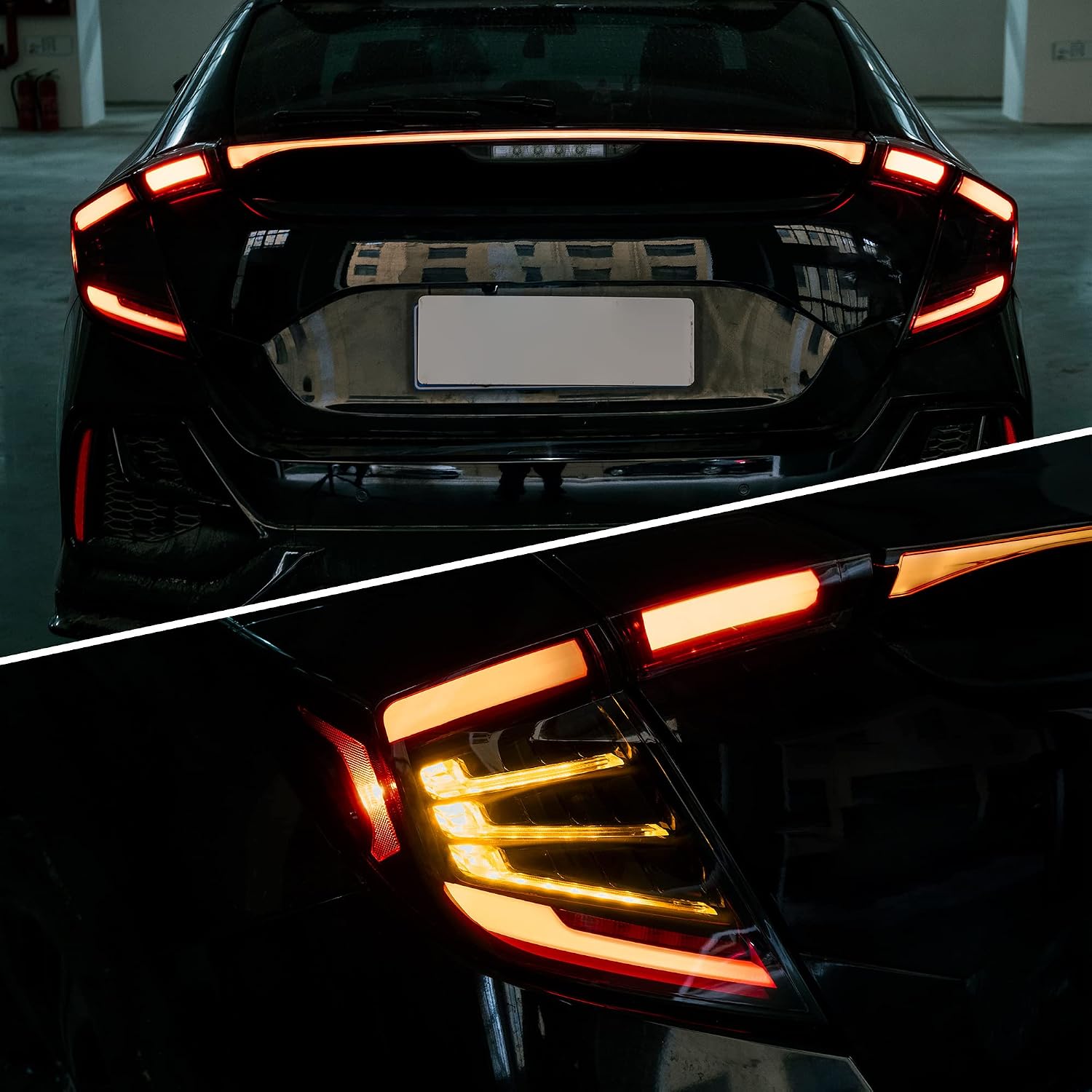 VLAND Led Tail Lights Compatible with 10th Gen Honda Civic Hatchback 2018-2021 (NOT For Coupe) w/Dynaic Animation w/Sequential Turn Signal, Smoked/Tinted, Driver & Passenger Sides