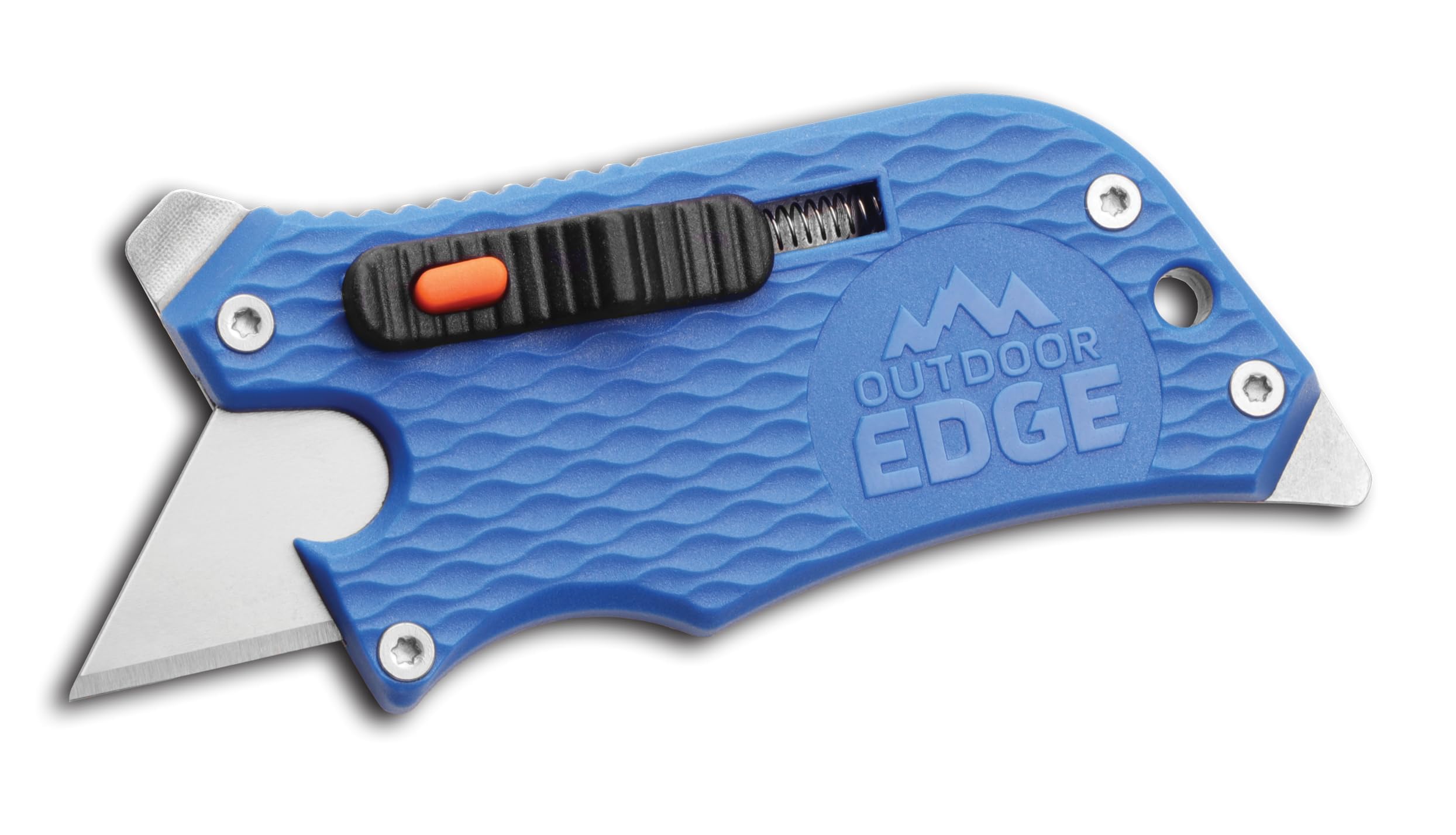 Outdoor Edge SlideWinder - Utility Knife Multitool with Standard Replaceable Razor Blade, Screwdrivers, Prybar, Bottle Opener and Pocket Clip with Locking Auto-Retracting Blade