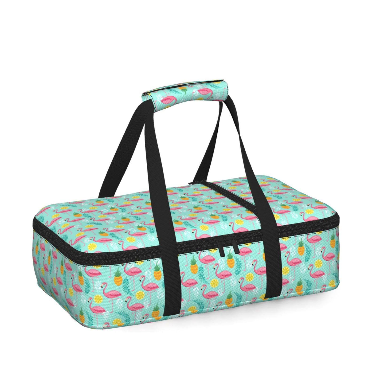 Pink Flamingo Print Insulated Thermal Food Storage Bag Daily Reusable Picnic Tote Lunch Box Home