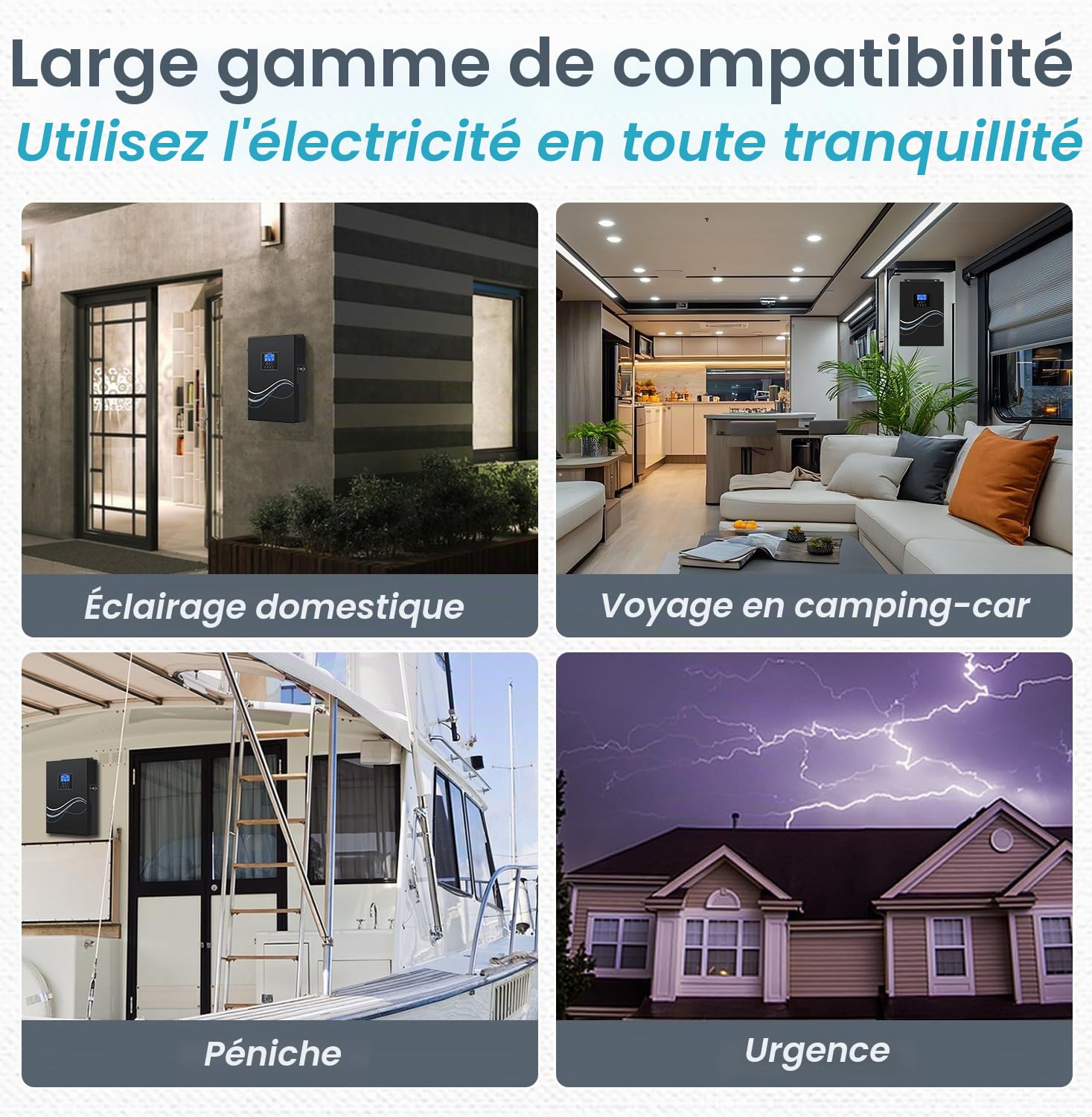 NOVOPAL 3000W Onduleur Hybride 24V DC à 230V AC Off Grid Pur Sinus Solar Convertisseur avec 80A MPPT régulateur de Charge PV Maximum 450V DC