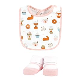 Hudson Baby Unisex Baby Cotton Bib and Sock Set, Pumpkin Spice, One Size
