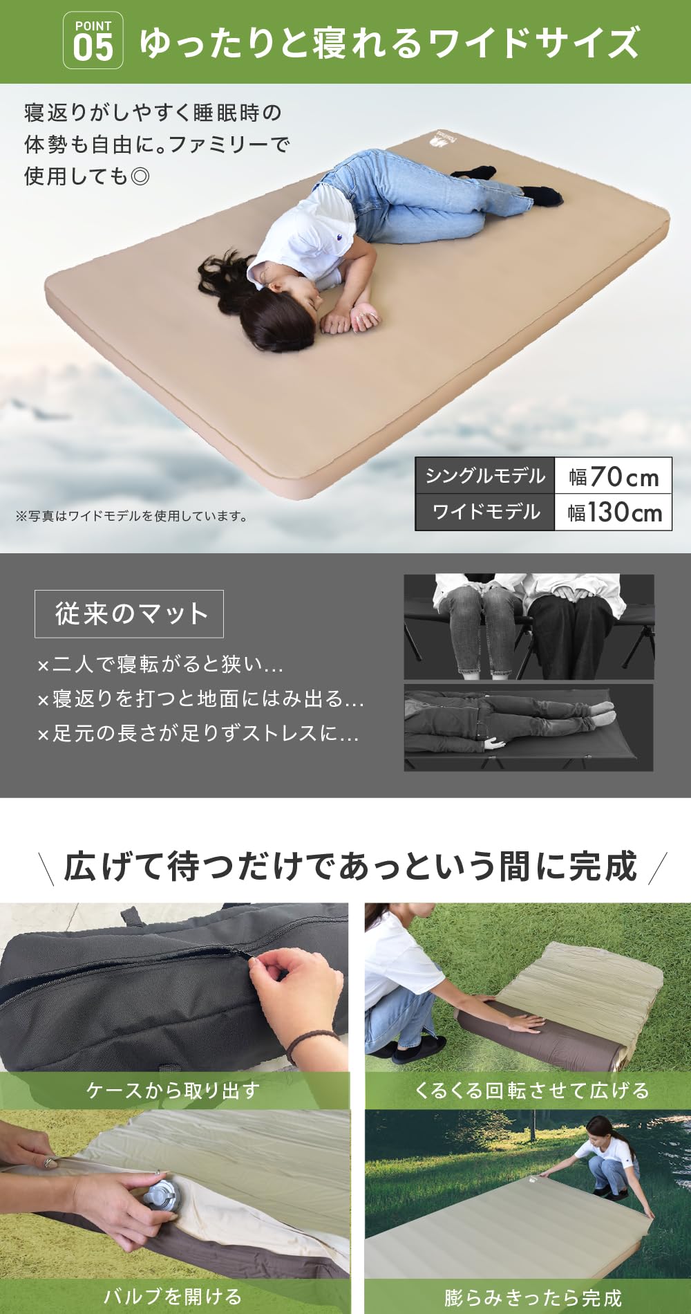 インフレーターマット10cm厚2個セット Amazon | Pasinaz インフレーターマット ダブル サイズ ブラック