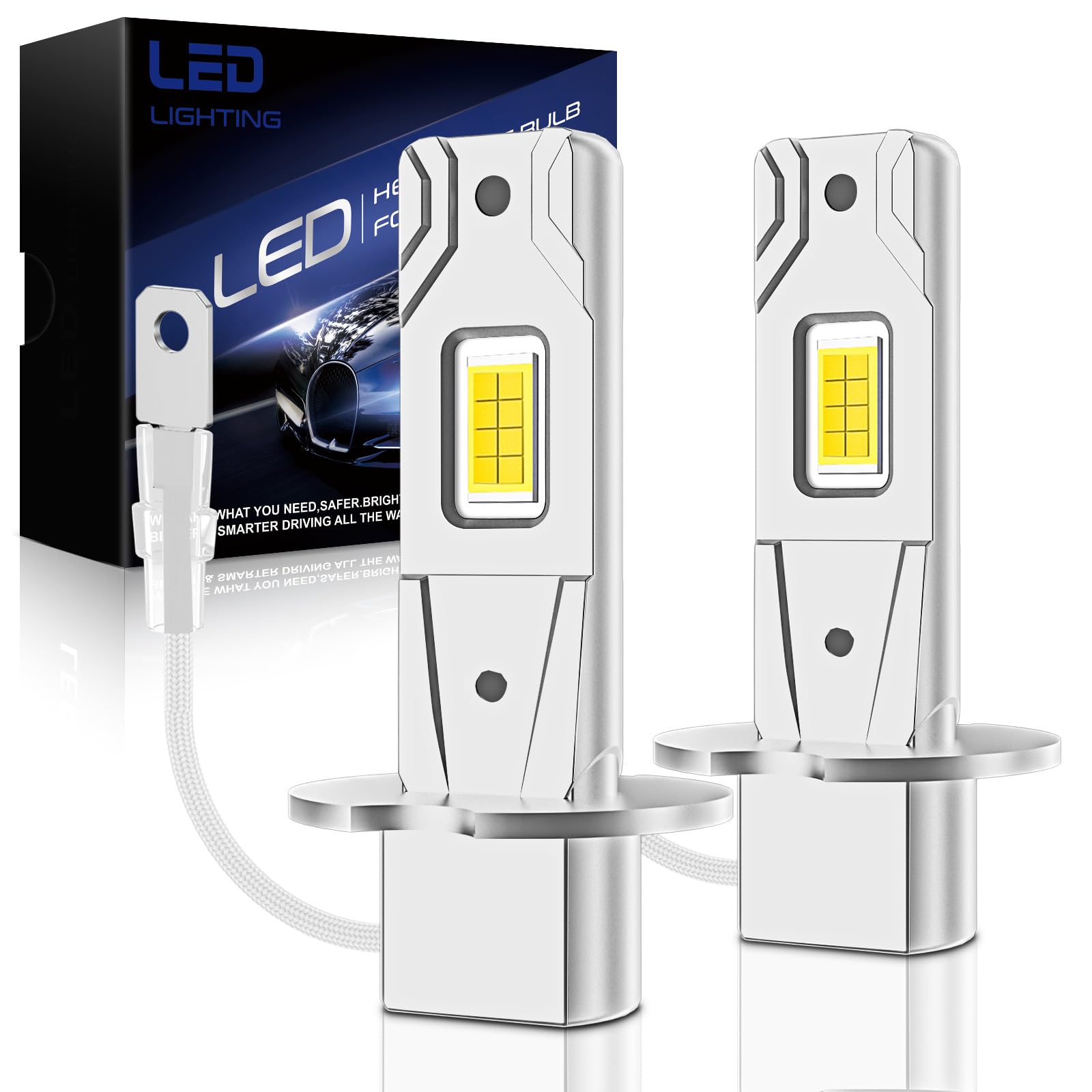 OVVOFPP Lampadina LED H3 30000 LM 220W 6500K Luce Bianca, Nuova Generazione 2026, Replica 1:1 dei fari alogeni, Raffreddamento a doppio foro, Plug and Play, Adatta ad auto e moto