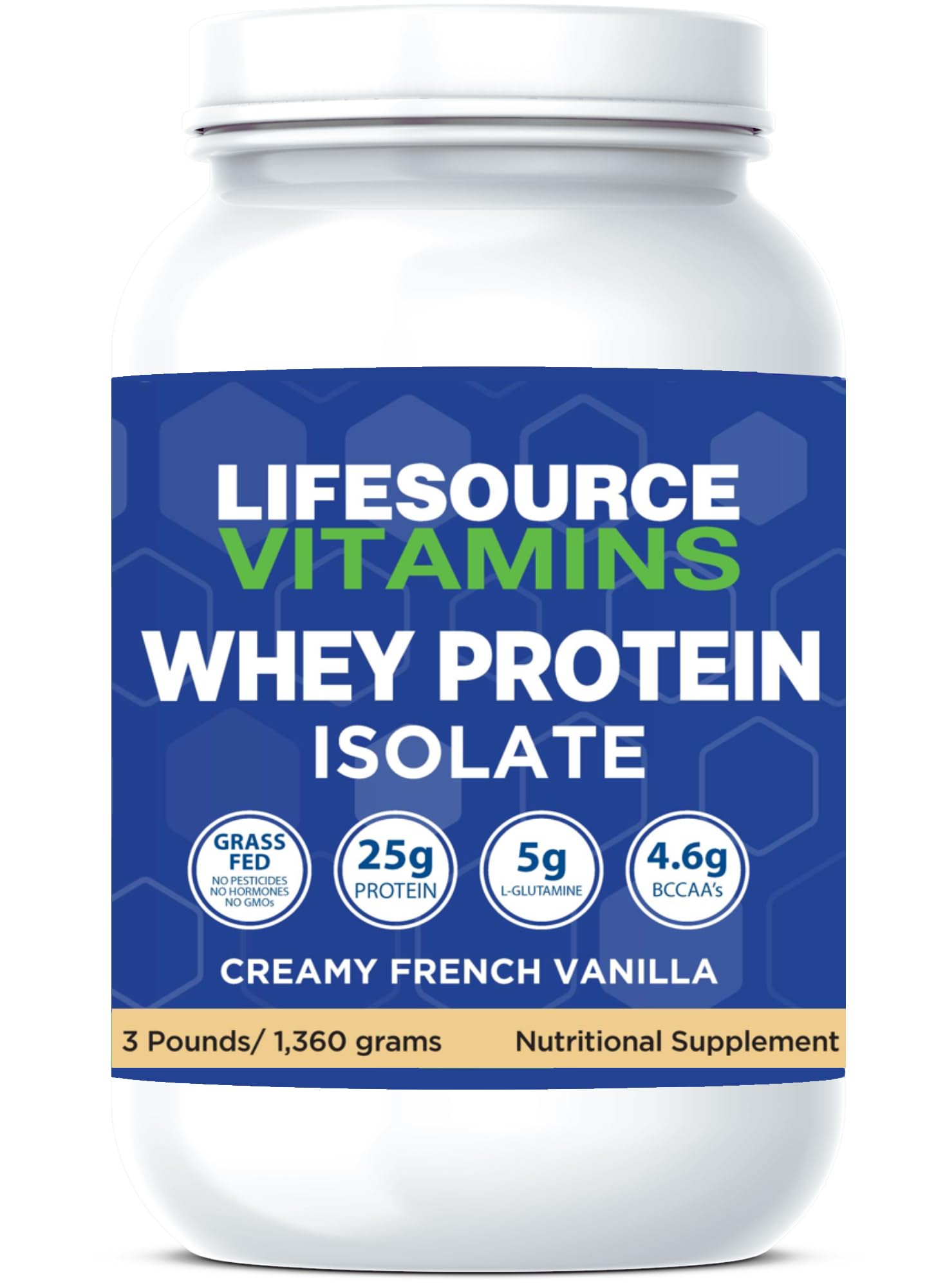 3lb Grass Fed Whey Protein Isolate -Creamy French Vanilla w/ Stevia