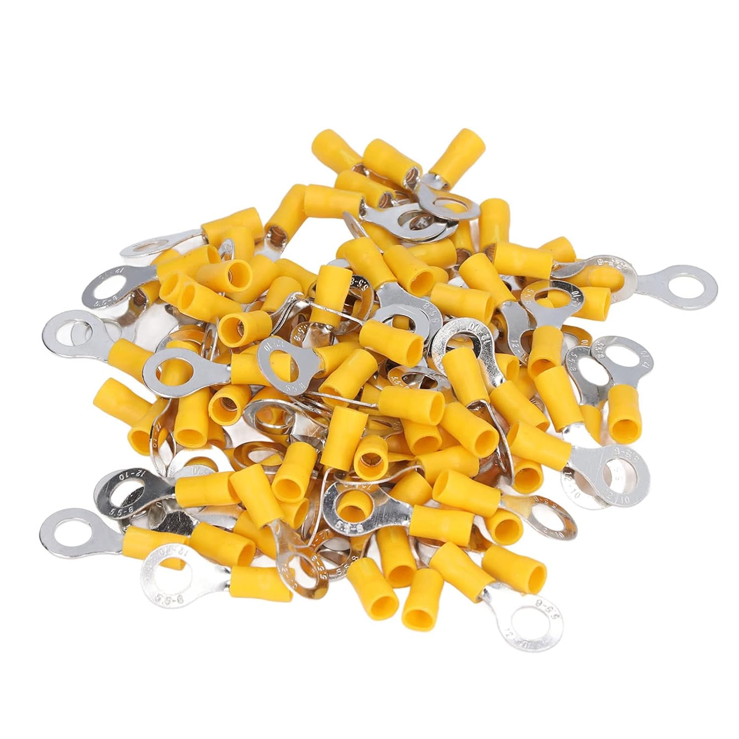 Electrical Wire Crimp Connectors, AWG 1210 Ring Terminals RV5.58 100Pcs Assortment Safe 48A