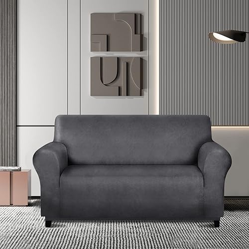 Miniatura 7 de molasofa Fundas de sofá de dos plazas  Funda de sofá para sofás de cuero, funda de sofá suave con calidad similar al cuero. Lavable, sin pelusas,