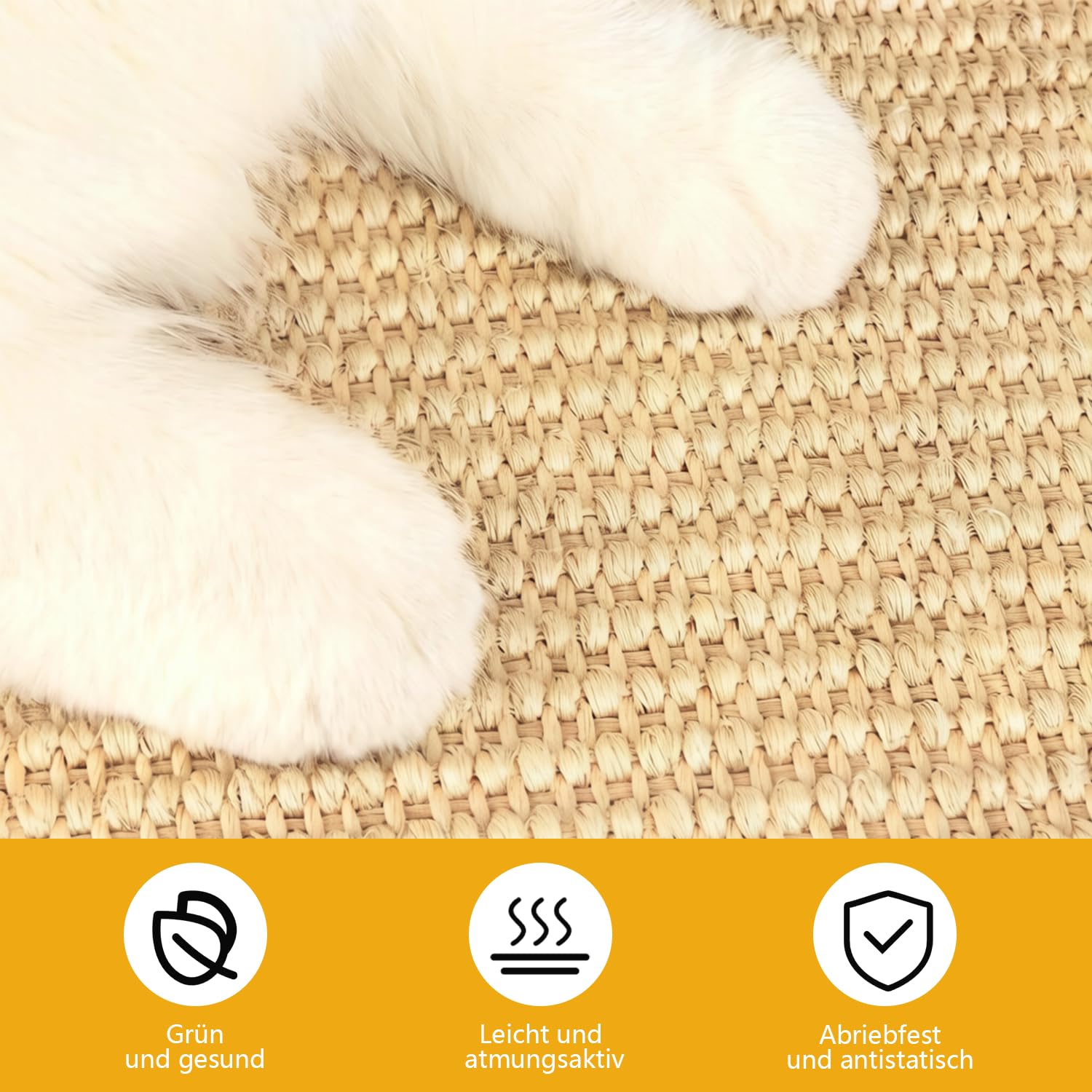 Set di 2 tappetini antigraffio per gatti, in sisal naturale, con nastro adesivo, non necessita di foratura, protezione per divani, protezione antigraffio per braccioli del divano, 40 × 100