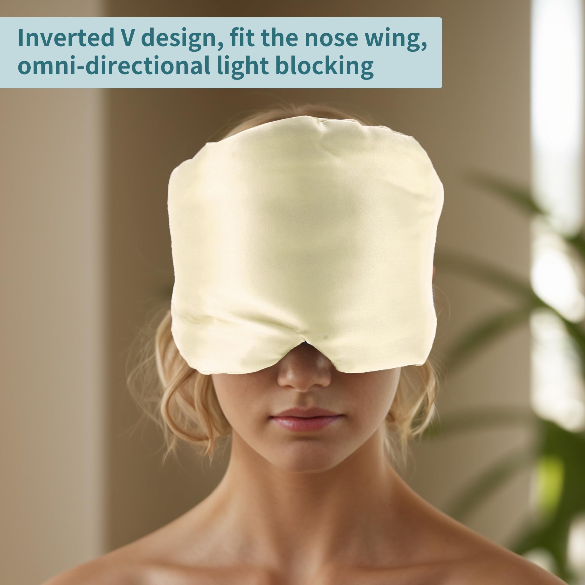 Antifaz para dormir, seda natural, suave, grande, envolvente, cubierta de ojos 3D, oscurecimiento ajustable, para hombres y mujeres, para dormir, champán