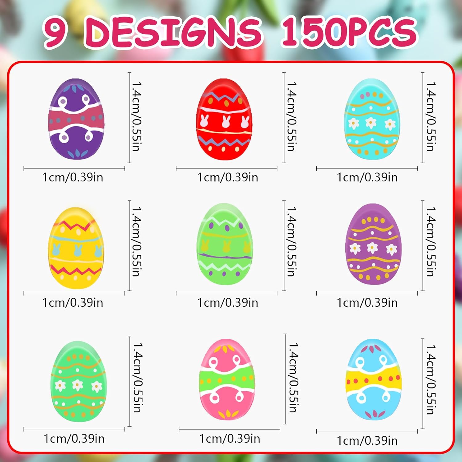 JUNEBRUSHS 150 Pcs Easter Egg Erasers Bulk, 9 Styles Mini Cute Rubber Erasers for Classroom Prizes, Party Favors Easter Egg Hunt Gifts Stationery Easter Basket Filler