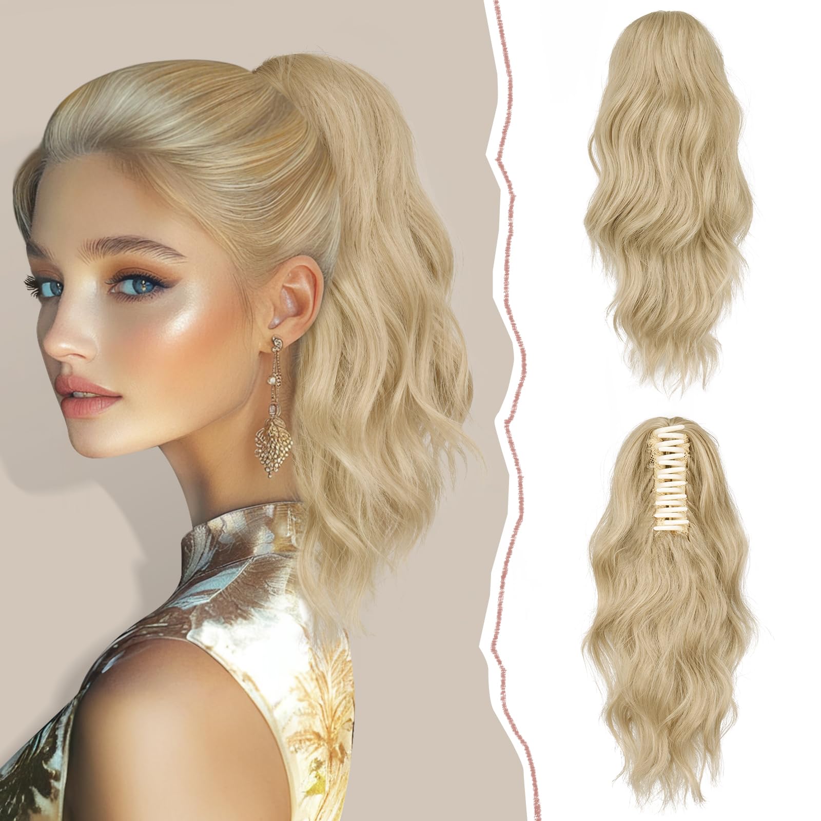 Sofeiyan Corto Artiglio Clip Ondulati Coda Cavallo Capelli Extensions 35cm Capelli Ricci Sintetici Parrucchino dall'Aspetto Naturale resistenti al calore Coda di Cavallo Posticci per Donne