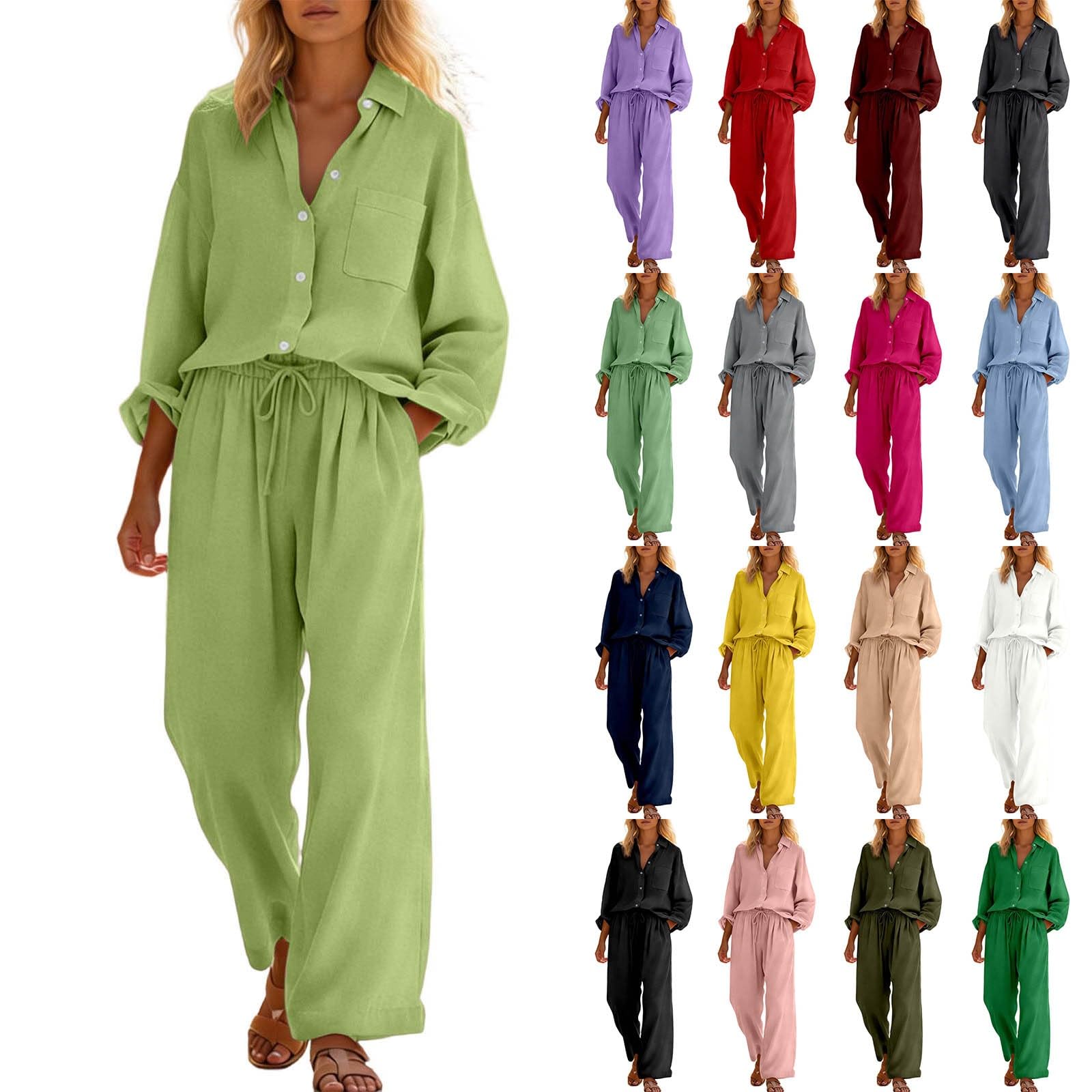 Damen Zweiteiler Musselin Jogginganzug Sommer Schlafanzug Tracksuit