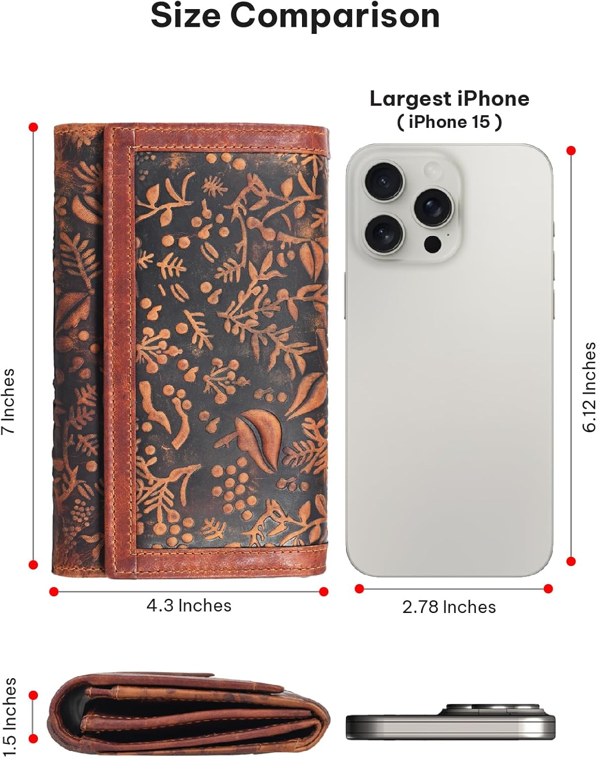 VALENCHI Women's Leather Wallet - RFID Blocking Wallet - Ladies Clutch Hand Purse With Card Holder Slots (Cognac Vintage LW06) - Image 6