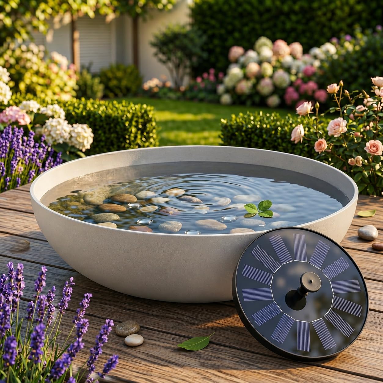 Matches21 Home & Hobby All Grey Outdoor Solar Fountain Set - Depth 45 Cm Bowl In Grey As Garden Fountain