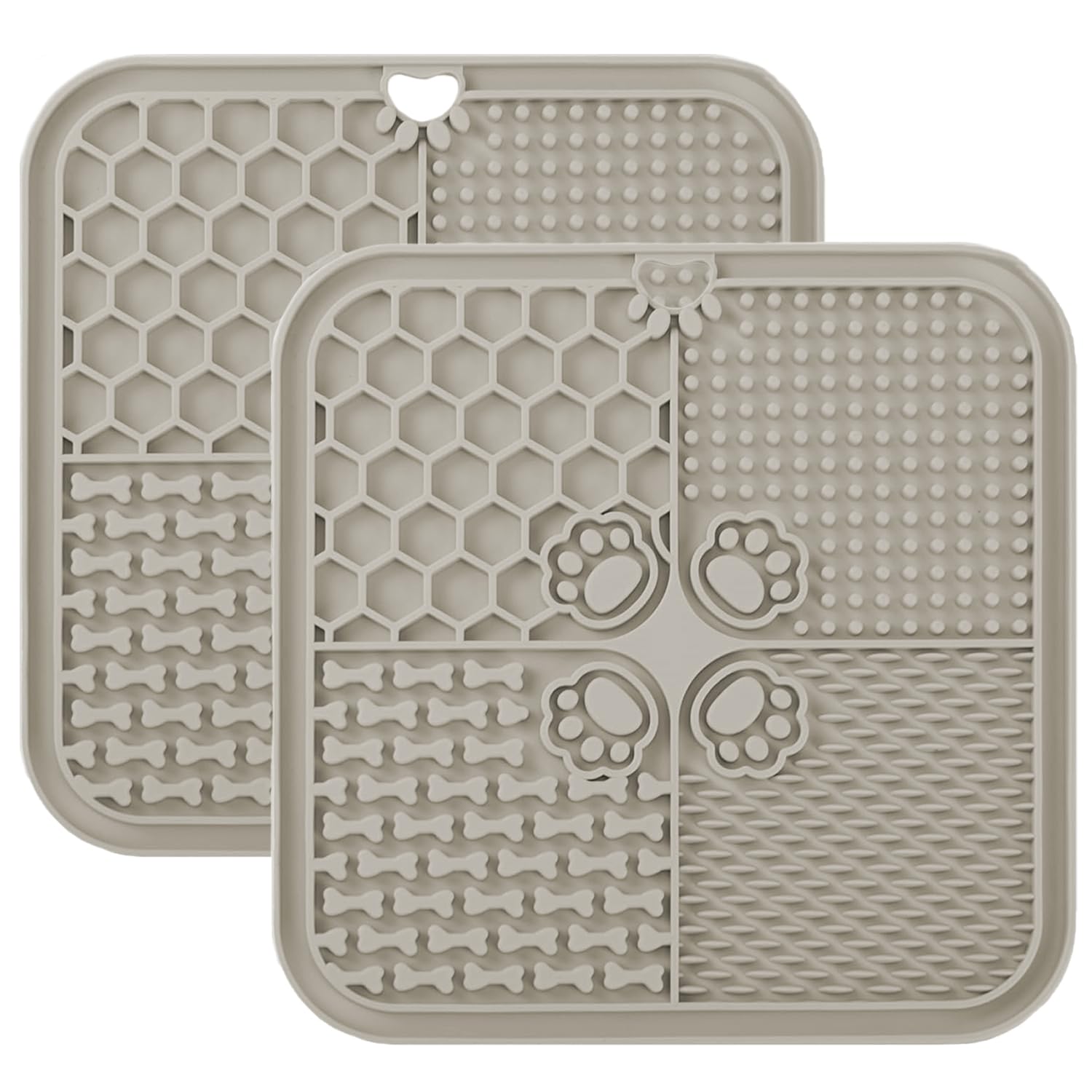 Licky Mats for Dogs and Cats Slow Feeding Lick Mats with Suction Cup, Boredom and Anxiety Reducer for Pets (2Pack Beige, 20x20 CM)
