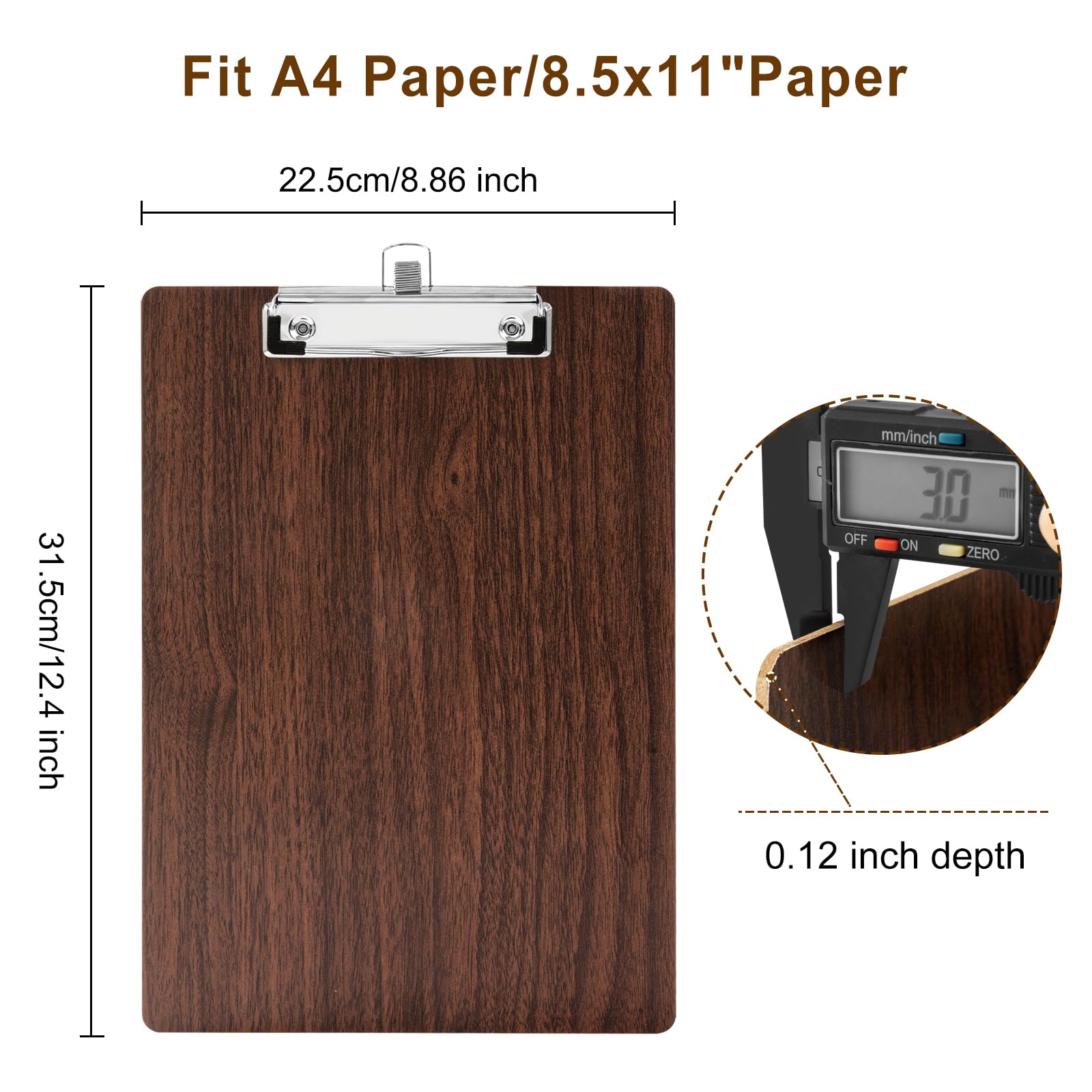 URbantin A4 Wooden Clipboard, Wood Clip Board,Wooden Clipboard Folder with Low Profile Clip and Pen Holder,A4 Clipboards,10 Pack - Image 3