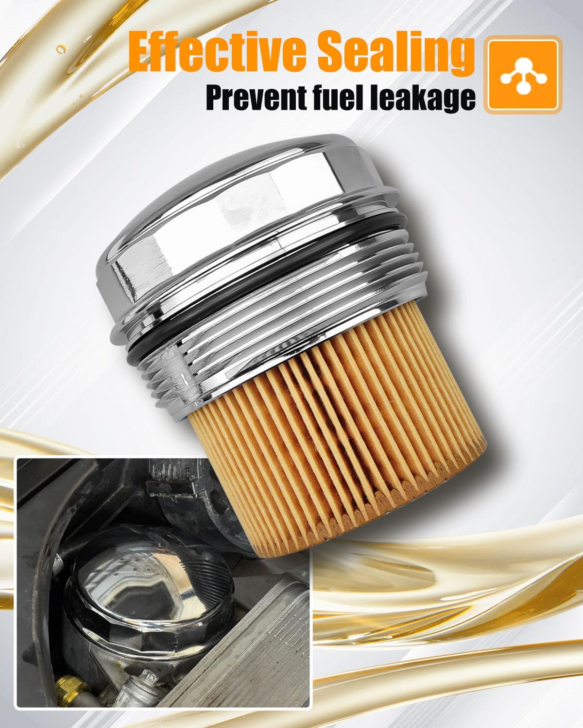 Aluminum Oil Filter Housing Cover Cap Replace 11427525334 11427525334 11427541827 Compatible With BMW E60 E70 E90 E93 F10 F30 128i 135i 528i 528i 328i 530i 740i X3 X5 X6 Z4 with Oil Filter & Gasket