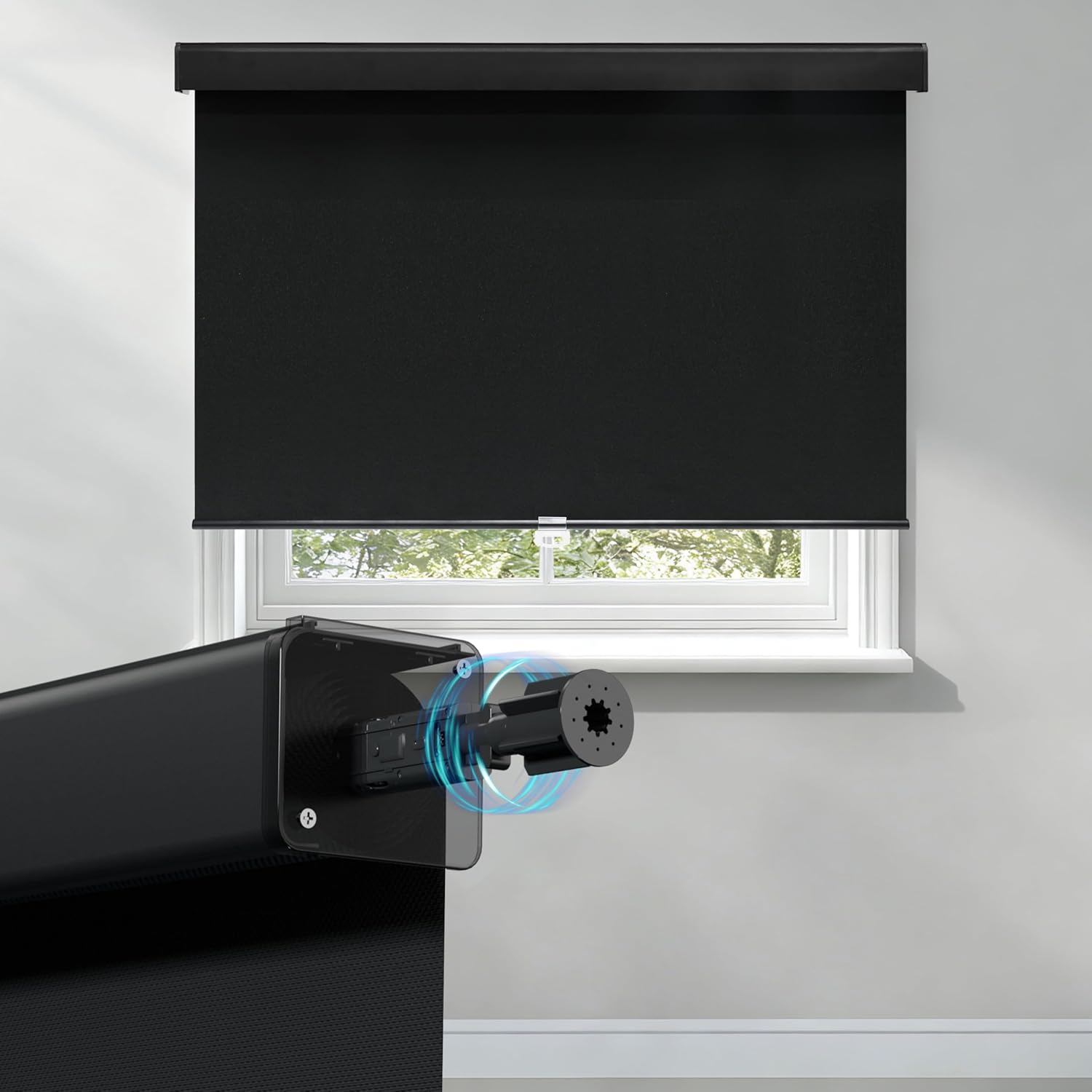 ShadeMart Blackout Roller Shades, Free-Stop Cordless Blinds for Window, Thermal-Insulated Pull-Down Shades, Easy Install Room Darkening Blinds for Home, Bedroom, Office (Black, 60" W X 72" H)
