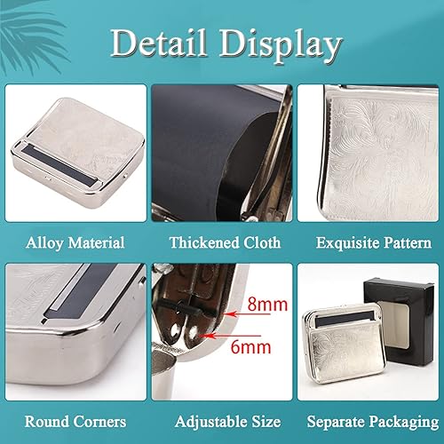 Miniatura 5 de Rodillo de cigarrillos, caja de rodillos automática de 4.331 in, caja de rodillos portátil para máquina rodante de cigarrillos (plata)