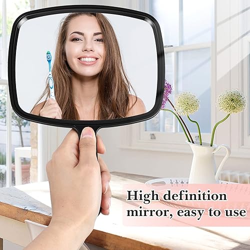 Miniatura 2 de Jetec 3 espejos de mano con asa a granel, pequeño espejo portátil para peluquería peluquería tocador cosmético para viajes, hogar, cuadrado (9.17 x