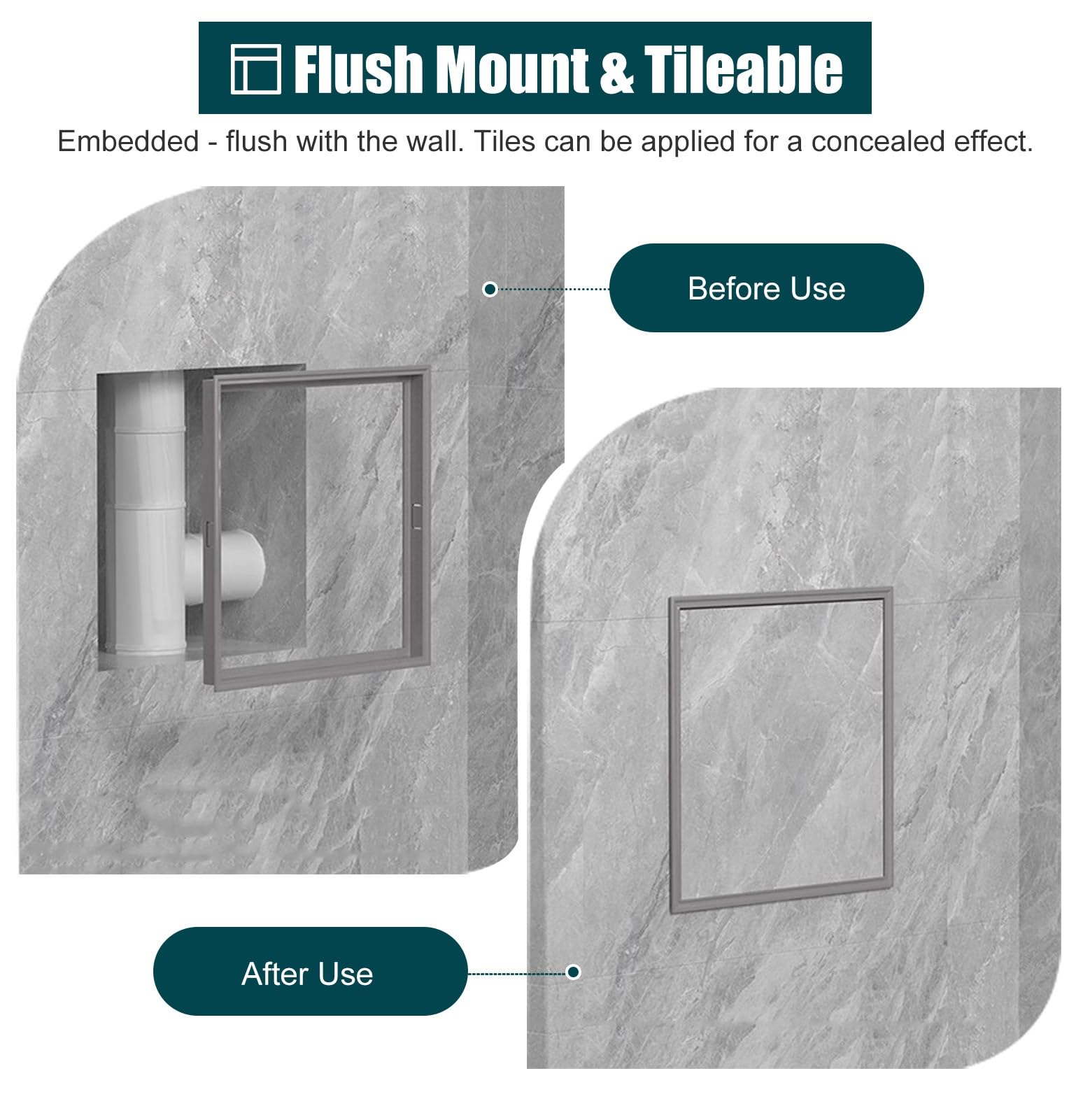 ZIMGOD Puerta de Inspección Panel de Acceso Alicatable Montaje Empotrado, Puerta de Acceso A Presión, Puerta de Inspección Impermeable para Baño/bañera(White,15x15cm (5 7/8" x5 7/8"))
