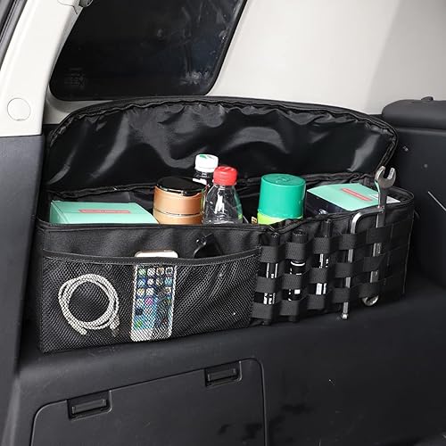 Miniatura 9 de LLKUANG Bandeja organizadora de caja de maletero, bandeja organizadora de tela Oxford, caja de almacenamiento multifunción negra para Toyota FJ