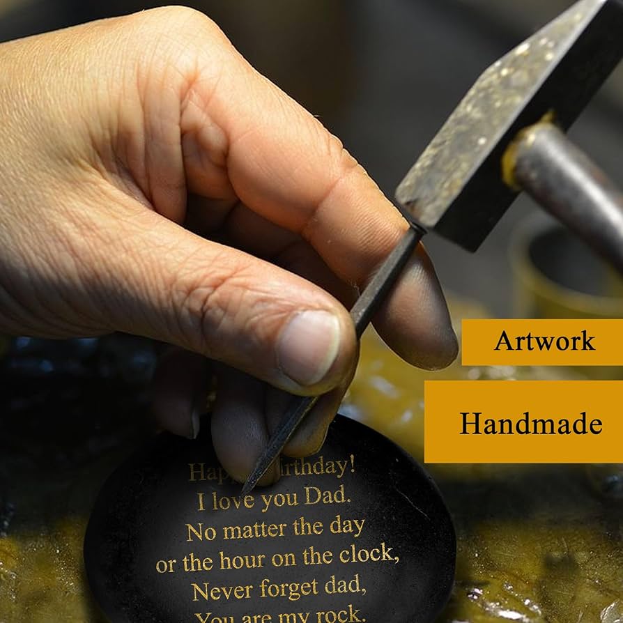 Father's Day Gifts I Love You Dad Heart Engraved Rock Stone
