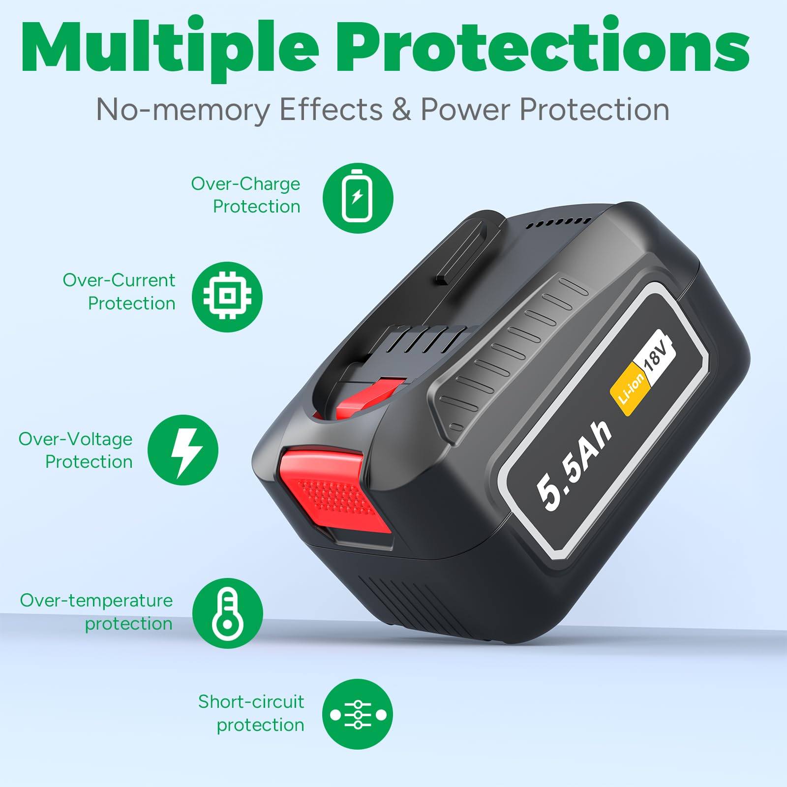 Batterie lithium-ion PBA 18 V 5500 mAh compatible avec les outils électriques Bosch, PBA1860, compatible avec les outils Bosch pour la maison et le jardin 18 V PBA PSB PSR