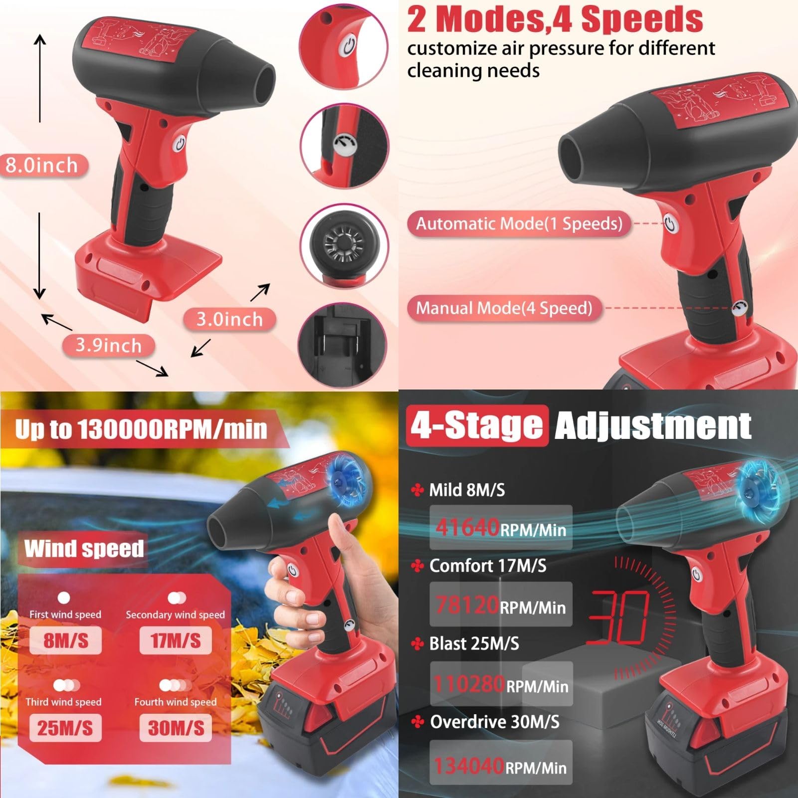 Soffiatore Ad Aria Compressa Milwaukee M12 - Portatile, 4 Velocità, Con 3 Ugelli, Per Pulizia Tastiere, Auto, Elettronica - Foto 11