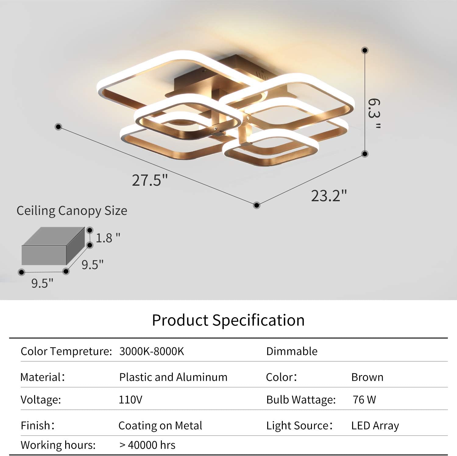 Flash Sale IKK Modern LED Ceiling Light Fixture, 6 Heads Dimmable with Remote Control Ceiling Lamp, lamparas de techo modernas Ceiling Lighting for Bedroom Living Dining Room Foyer 3000-8000 K/Coffee 80% Off Discount IKK Modern LED Ceiling Light Fixture, 6 Heads Dimmable with Remote Control Ceiling Lamp, lamparas de techo modernas Ceiling Lighting for Bedroom Living Dining Room Foyer 3000-8000 K/Coffee