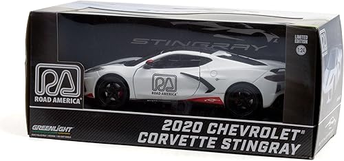 Miniatura 3 de 2020 Chevrolet Corvette C8 Stingray Coupé Blanco Oficial Pace Car Road America 124 Modelo de auto fundido a presión por Greenlight