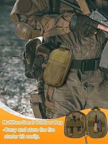 Miniatura 3 de Herramienta de supervivencia para iniciadores de fuego, kit de iniciación de incendios incluye varilla de magnesio, 2 cuerdas de cáñamo de mecha y