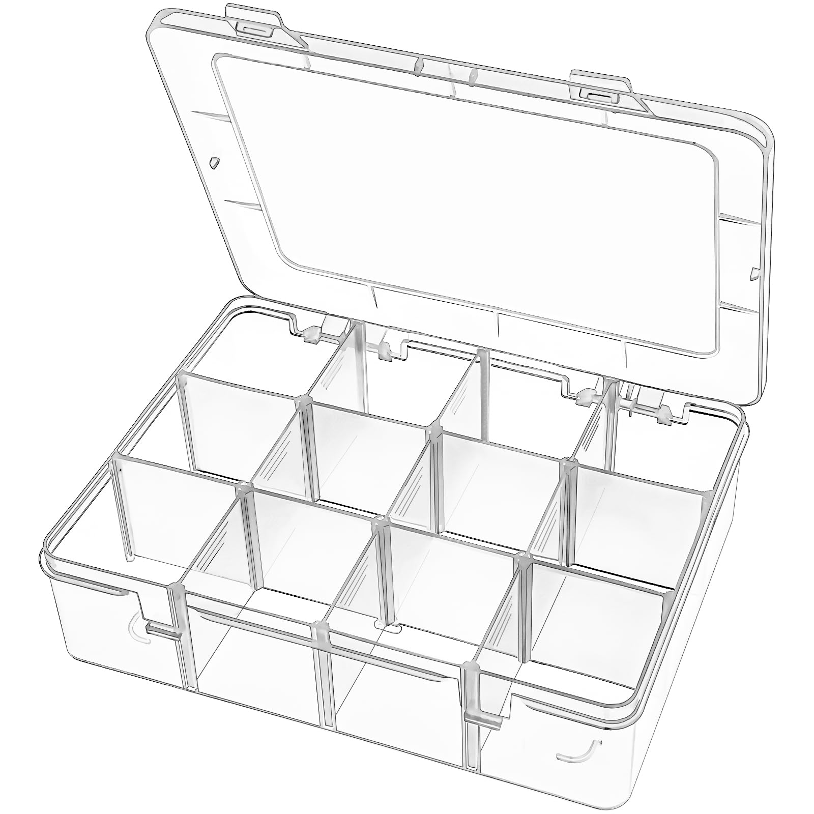 DARUITE Plastic Organiser Box, 12 Grids Tackle Box with Adjustable Dividers, Perfect for Bead Small Parts, Sewing Supplies
