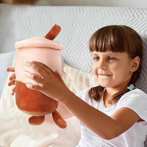 Miniatura 5 de Lewtemi 3 almohadas de felpa con burbujas de té Boba, con forma de comida, juguetes de té con leche, almohada de relleno de taza de té de burbujas