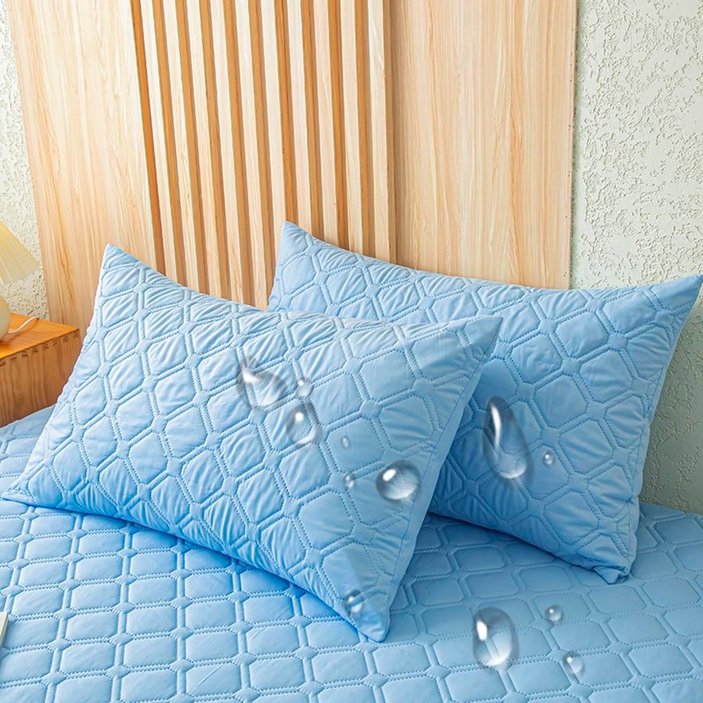 2 Pieces Waterproof Pillowcase Machine Washable Pillow Cover Bedroom Decor Suitable for with Children Just Pillowcase No Pillow,Coffee,2 pcs Pillowcase