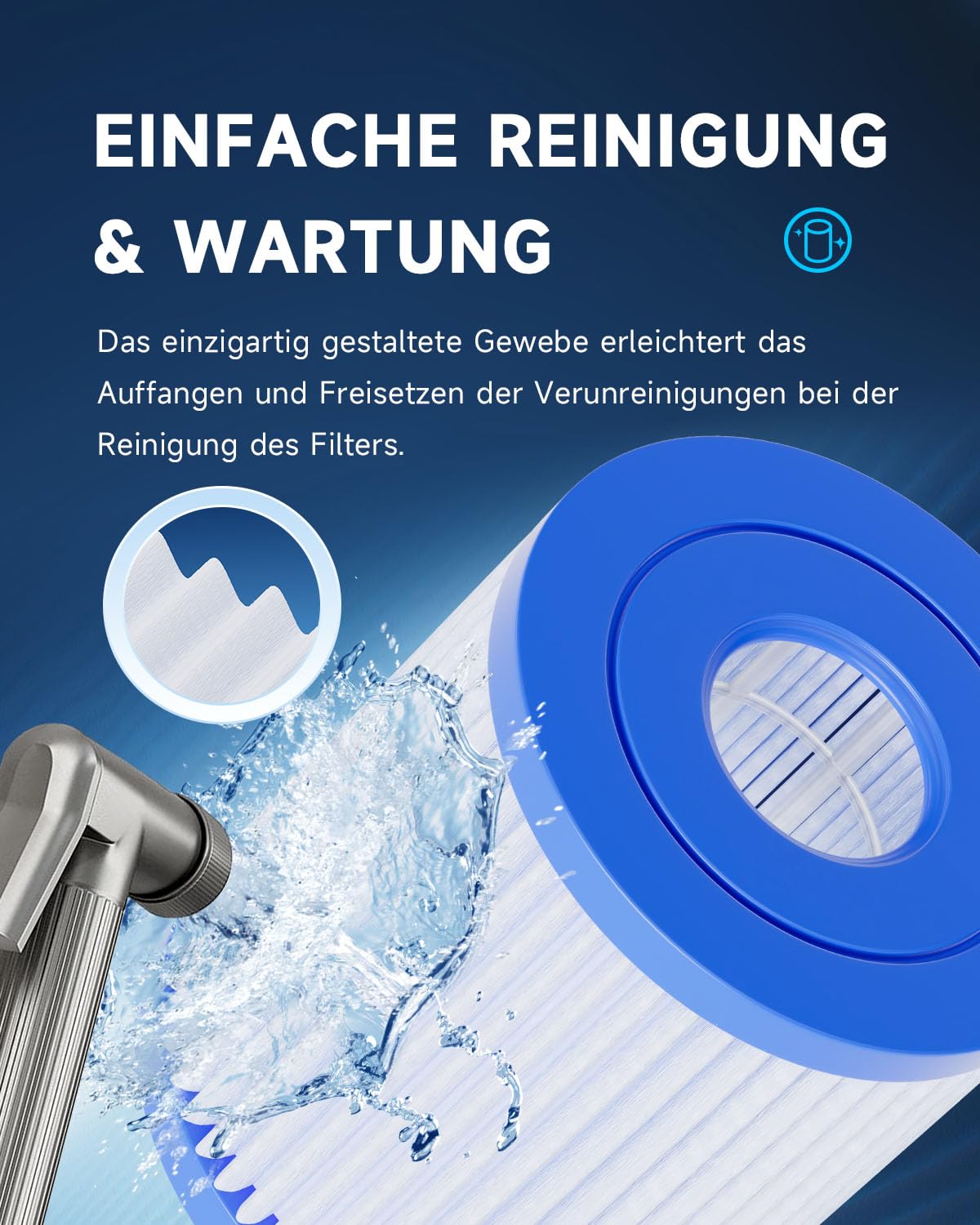 AQUALTRA Pool Filterkartuschen Typ H 29007 - Ersatzpatrone kompatibel mit 28601, 28602 sowie für 330 GPH Filterpumpen - 102 x 92 mm für oberirdische Pools & Schwimmbecken 8 Stück