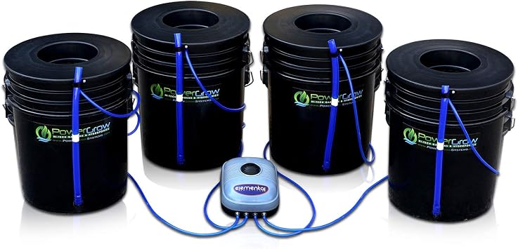 Deep Water Culture DWC Hydroponic Bubbler Bucket Kit by PowerGrow Systems 4 5 Gallon - 6" Buckets