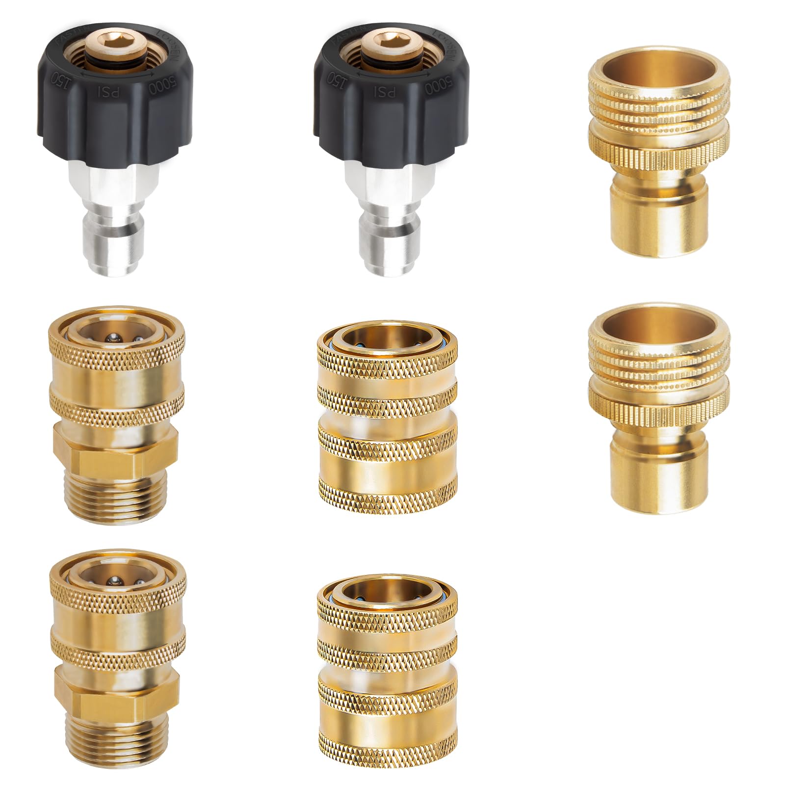 M22 To 1/4" Pressure Washer Hose Adapter Set - Quick Connect Gun To Wand