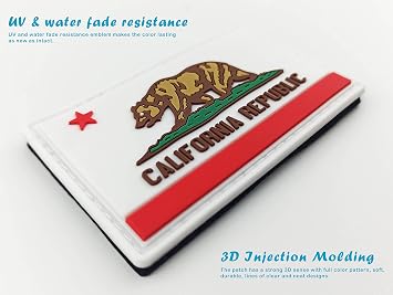 JBCD California Flag Patch Tactical PVC Rubber Hook and Loop Fastener Patch, 2 Pack