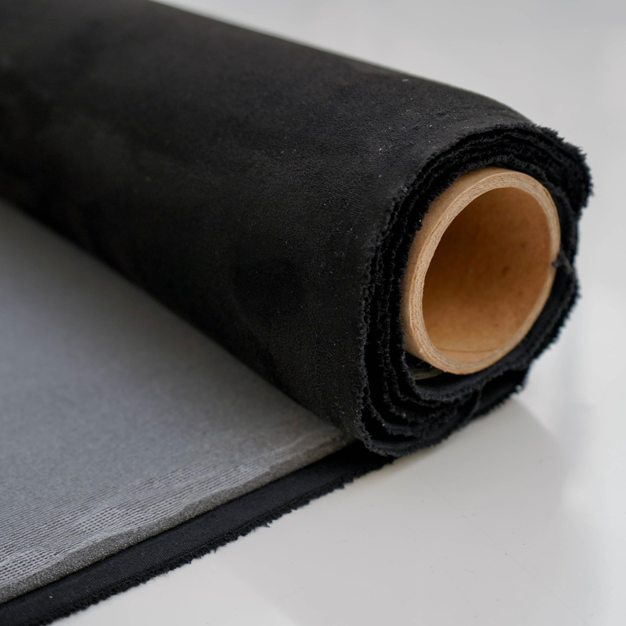 Tissu en daim élasthanne extensible de style alcantara noir 3 mm – Parfait pour garniture et intérieur de voiture, van et camping-car – Vendu au mètre