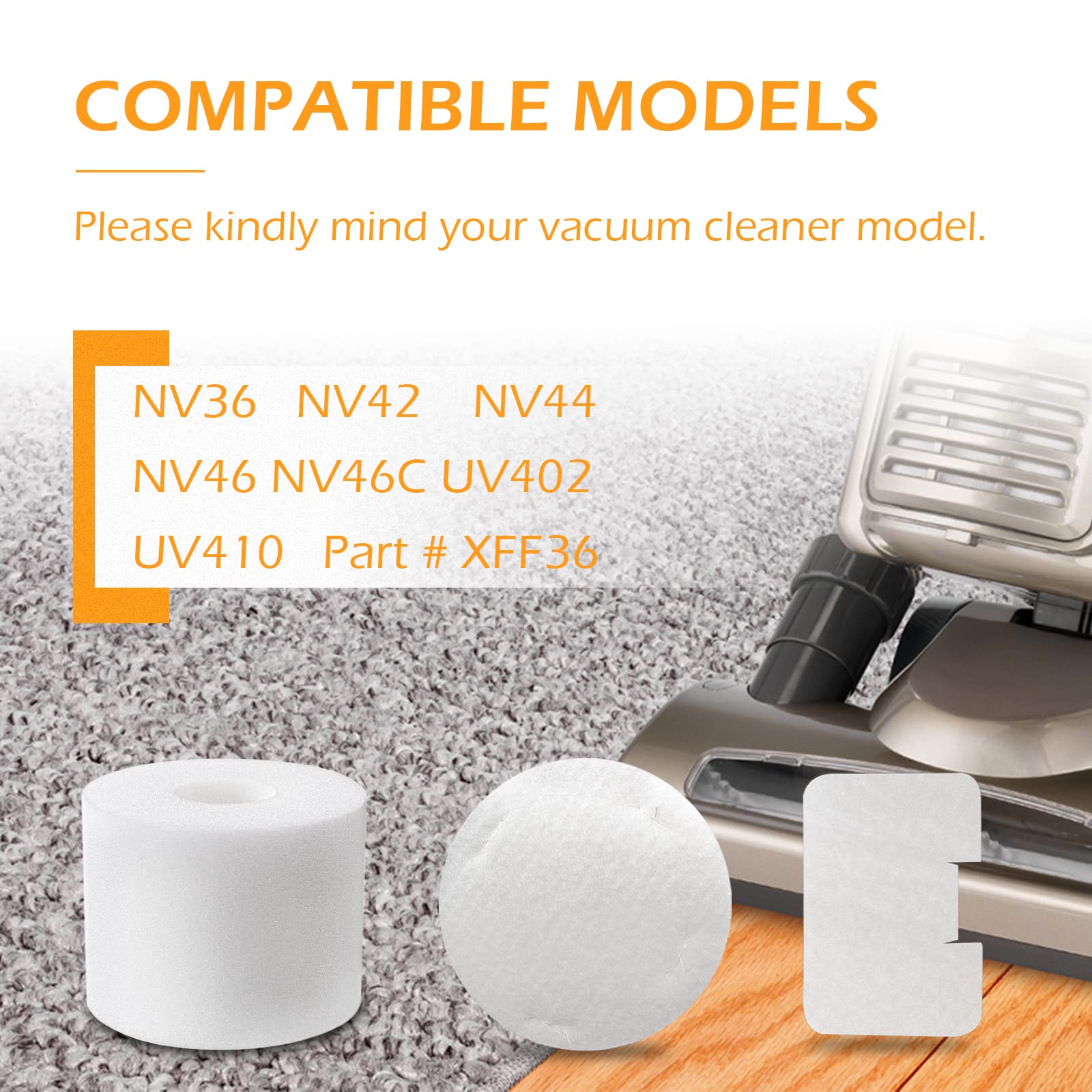 HQRP Kit de filtro de espuma y fieltro compatible con Shark XF22 compatible con aspiradora NV22 NV22L NV22C NV22P NV22Q