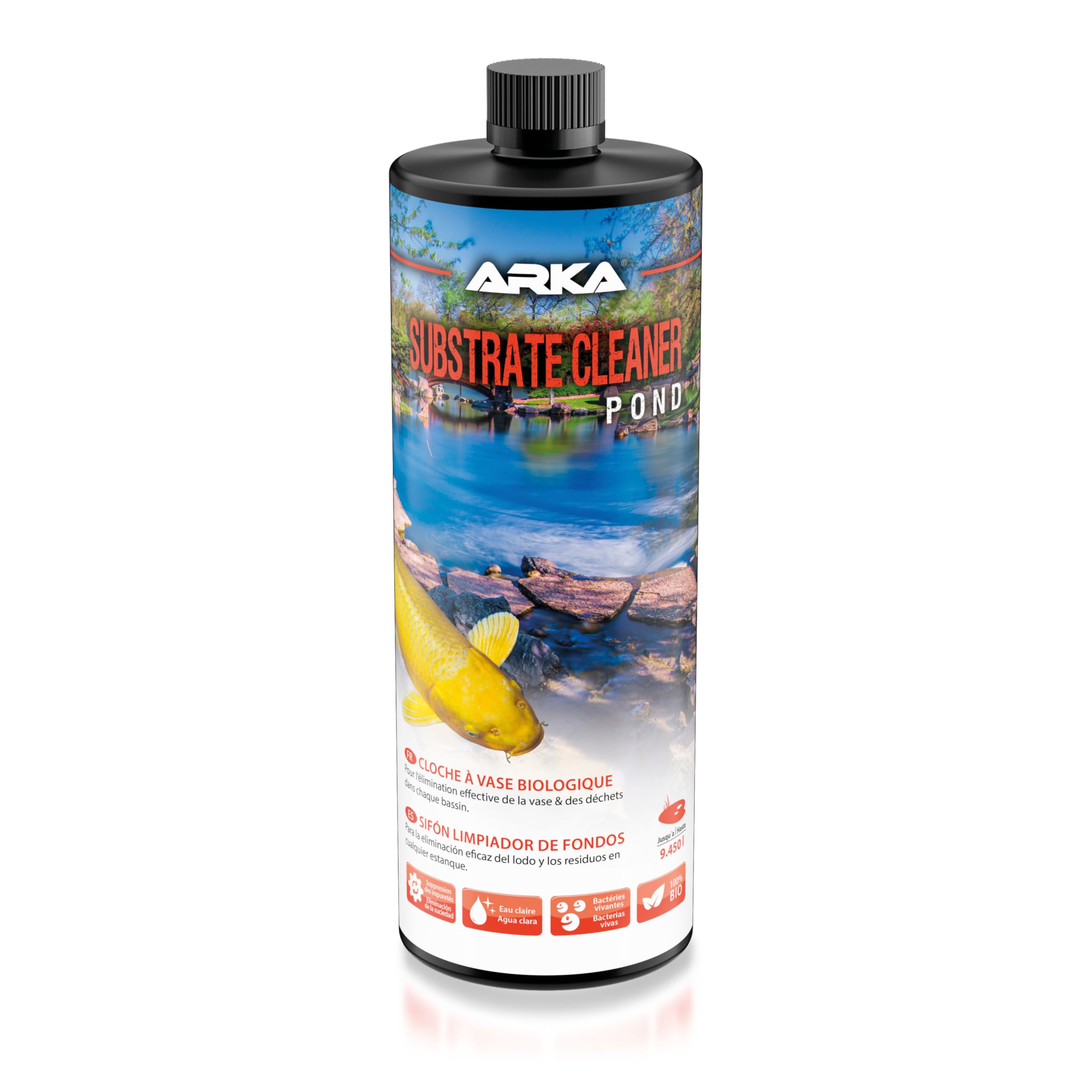 ARKA Pond Substrate Cleaner - 946 ML - Formule bactérienne pour l'élimination Efficace du mulm et de la saleté dans Les bassins, favorise Un écosystème sain.